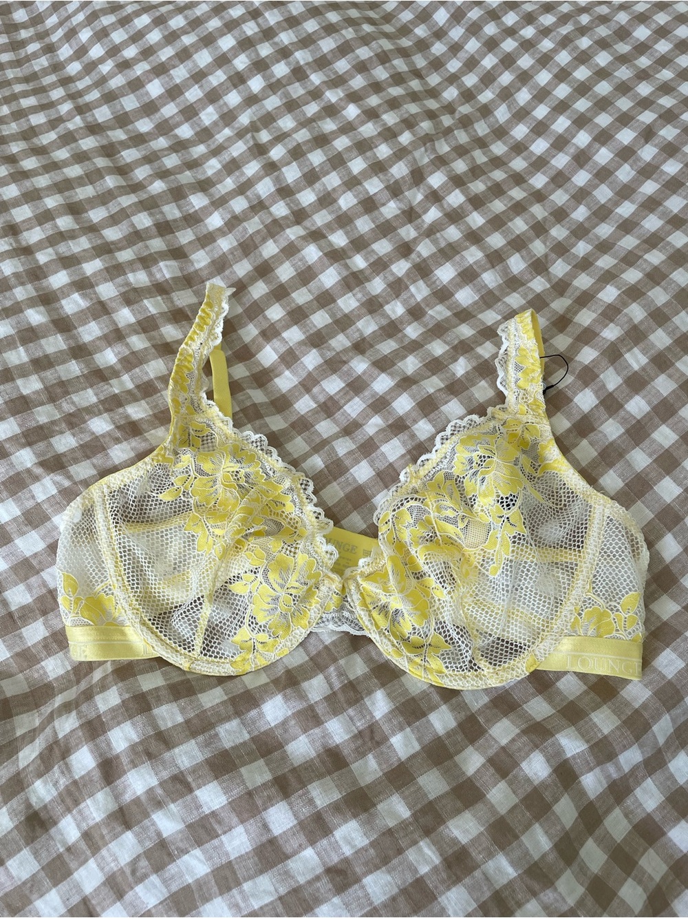 Yellow Lace Underwire Bra by
